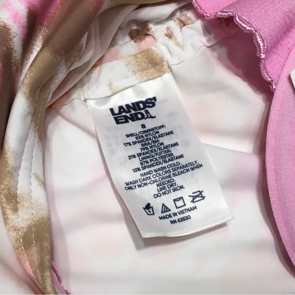 Lands' End Size 8 White Burst Tie Dye Underwire V-Neck Tankini UPF 50 Swim Tank - Picture 5 of 7